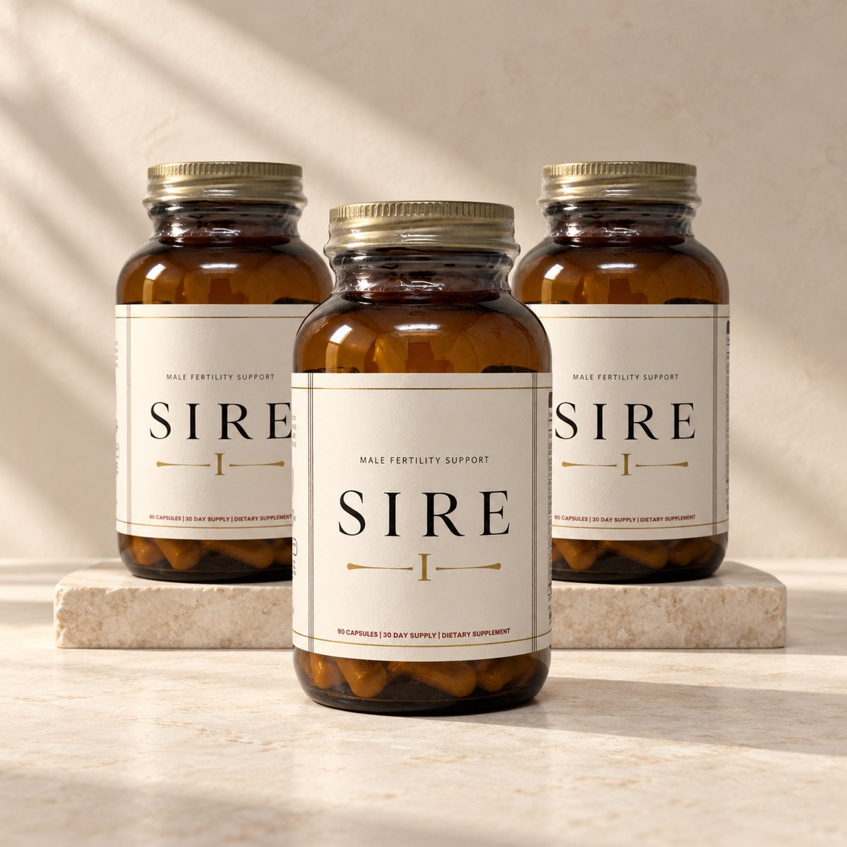 SIRE I · Three-bottle presentation